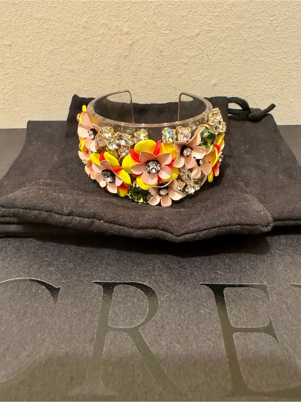 Vintage Rare J.Crew Floral Bib Statement Necklace & Flower Cuff Complete Set